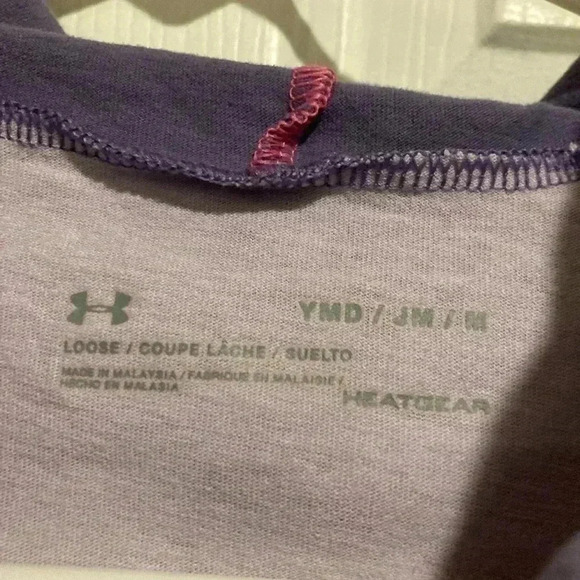 Under Armour Girl’s Longsleeve Hooded T-Shirt Top Purple Blouse Sz. Youth M - Picture 3 of 6